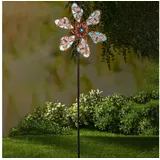 Spetebo Metall Windblume selbstleuchtend - H 80 cm - Deko Gartenstecker Windrad phosphoreszierend