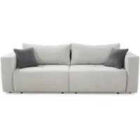 luma-home Schlafsofa 15242, Verwandlungssofa: vom Big-Sofa zur Eckcouch, B243/T115-161/H84 cm, Gästebett mit 2 Bettkästen, Waffelcord-Bezug in Silbergrau grau|silberfarben