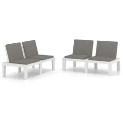 vidaXL Gartenbänke mit Kissen 2 Stk. Kunststoff Weiß