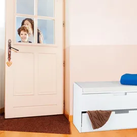 Relaxdays Sitzkommode 80 x 45 x 36 cm mit 2 Schubladen weiß