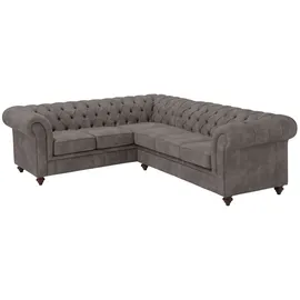 Home Affaire Chesterfield-Sofa »Chesterfield Ecksofa, auch in Leder L-Form« hochwertige Knopfheftung, langer Schenkel links oder rechts wählbar braun
