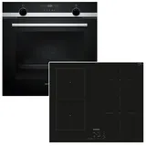 Siemens Herdset Siemens Backofen Hydrolyse EcoClean mit Induktionskochfeld Booster autark 60 cm