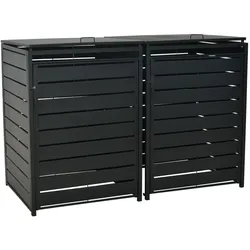 Merxx Set Mülltonnenabdeckung Basis + Anbau, groß, Aluminium mit Stahl
