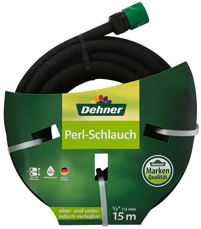 Dehner Gartenschlauch Perlschlauch zur Bewässerung, Länge 15 m, 1/2 Zoll schwarz