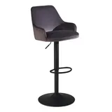 KADIMA DESIGN Barhocker Samt Hocker mit Lehne 86 - 106 cm, Küchenhocker in Grau | Gr.: onesize