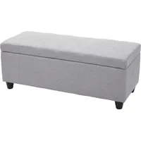 Mendler Aufbewahrungs-Truhe Kriens, Sitzbank Bank, Stoff/Textil, 45x114x45cm ~ hellgrau