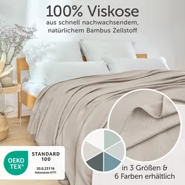 Blumtal Kühldecke 200x230 cm - Bambus Sommerdecke für Sofa - Bett, atmungsaktiv & kühlend – Taupe, Textil, Oeko-Tex® Standard 100, Wohntextilien, Decken, Kuscheldecken