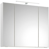 Lomadox Badezimmer Spiegelschrank, 80cm breit, mit Aufsatzleuchte in Weiß Glanz b/h/t ca. 80/70/16 cm