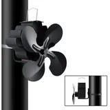 (schwarz) 4-blatt-ofenventilator Mit Wärmeantrieb – Schwarz
