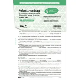 RNK Arbeitsvertrag A4, 2x2Bl. SD, f. gewerbliche Arbeitnehmer,