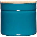 RIESS Vorratsdose mit Eschenholzdeckel Ø13cm 1,26l Blue Emaille