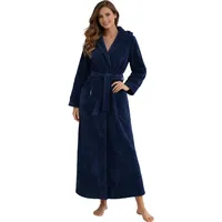 Morgenstern Bademantel Damen Extra Lang Kapuze Frottee Velours Luxus Morgenmantel Dunkelblau L - L Tall