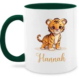 Tasse Tassen 325ml - Tiger mit Namen - Zootiere Tiermotiv - 325 ml - Dunkelgrün - personalisierte tiger, tigermotiv name und personalisieren motiv geschenke