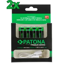 PATONA 8x PATONA Premium USB-C 4x AA Akkus Lithium 1.5V 3000mWh (2x 4er Blister)