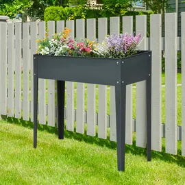Outsunny Hochbeet 100 x 30 x 80 cm Dunkelgrau
