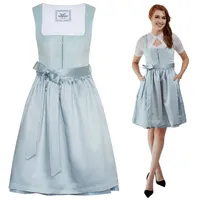 HOFGLANZ Dirndl Dirndl Damen Samt hellblau, 2-tlg Trachten Midi-Kleid mit Schürze 40