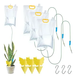 Relaxdays Tropfbewässerungsbeutel mit Gelbstickern, 4er Set, Pflanzen Infusionsbeutel 3,5 l, Bewässerungssystem, bunt