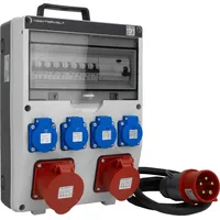 Doktorvolt Baustromverteiler 16A 32A CEE 4x230V mit Stecker und Kabel TGD-S/FI Stromverteiler Wandverteiler mit VDE Sicherungen Doktorvolt DV-6043-D