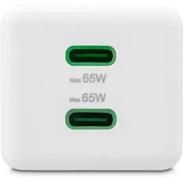 Hama 65W 2x USB-C GaN Schnellladegerät, Weiß
