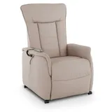 Fernsehsessel mit Aufstehhilfe, Relaxsessel mit Liegefunktion, mit 2 Motoren, 120 kg belastbar, Leder/Kunstleder, Naturgrau, Raburg Marie