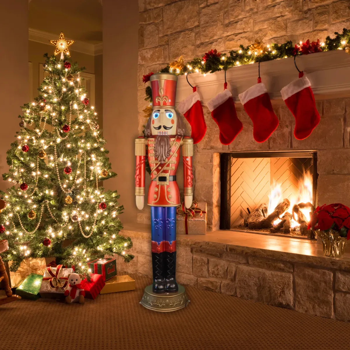 Retro Nussknacker Animiert – Größe 180 cm -  Für eine festliche Stimmung