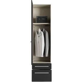 Priess Kleiderschrank PRIESS "Schrank Garderobe Wäscheschrank Barcelona in 5 Breiten", schwarz (schwarz, weiß), B:48cm H:193cm T:54cm, Holzwerkstoff, Schränke, Kleiderschrank, viel Stauraum, geräumige Schubkästen, mit Spiegel, MADE IN GERMANY