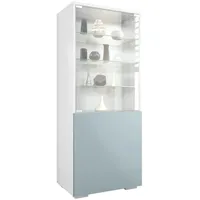 Vladon Vitrine, Pastellblau, 50x122.5x34.5 cm, Wohnzimmer, Wohnwände, Vitrinenschränke