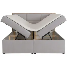 ks home concept Boxspringbetten mit Bettkasten ELMA 140x200 Taschenfederkern Matratze, Hellgrau - Hellgrau
