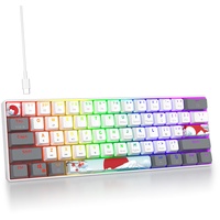 SOLIDEE mechanische Gaming Tastatur 60 Prozent,61 Tasten kompakte mechanische Tastatur RGB Hintergrundbeleuchtung,60% Prozent Tastatur mechanisch QWERTY,Roter Schalter für Win/Mac PC Laptop(61 White)