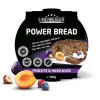 Layenberger Power Bread Früchte & Haselnuss, Eiweiß- und Ballaststoffquelle, ohne Konservierungsmittel, ohne Hefe, ohne Mehl, mit 14g Protein pro 100g, (1 x 500g)