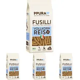 PPURA Bio Fusilli aus Vollkornreis - Glutenfrei | 400g Pasta | 100% Natürlich, Ohne Farb- & Konservierungsstoffe | Italienische Spiral-Nudeln | Bronzeverfahren | Zero Foodwaste (Packung mit 4)