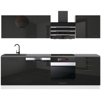 Belini Küchenzeile Küchenblock Susan - Küchenmöbel 240 cm Einbauküche Vollausstattung ohne Elektrogeräten mit Hängeschränke und Unterschrä...