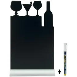 Securit® Silhouette Cocktail Tisch-Kreidetafel – Mit Kreidemarker – Aluminiumfuß