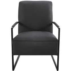 Cocktailsessel K+W KOMFORT & WOHNEN, schwarz, B:62cm H:77cm T:83cm, Sessel, mit bezogenen Armlehnen, Gestell in Metall schwarz Struktur