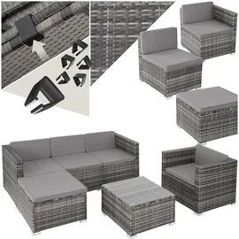 Tectake Lignano Rattan Lounge 6-tlg. Grau