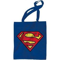 Superman Beuteltasche Superman Tragetasche Stoffbeutel Henkeltasche Shoppingbag blau blau