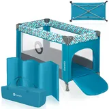 lionelo Stefi Baby Kinderbett, Reisebett ab Geburt bis 15 kg, Seiteneingang, Sicherungssystem LockGuard, Blockade der Räder, Tragetasche, zusammenklappbar