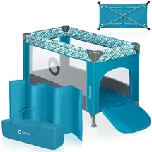 lionelo Stefi Baby Kinderbett, Reisebett ab Geburt bis 15 kg, Seiteneingang, Sicherungssystem LockGuard, Blockade der Räder, Tragetasche, zusammenklappbar