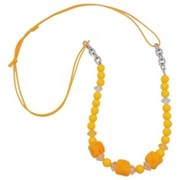 Gallay Perlenkette Kunststoffperlen Steinperle gelb Ankerkette rhodiniert Kordel gelb 80cm gelb