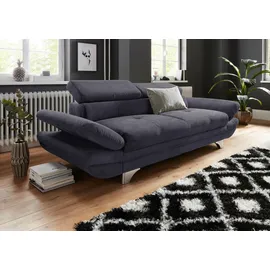 Cotta 3-Sitzer "Enterprise", schwarz, B:233cm H:75cm T:104cm, Struktur (100% Polyester );Chenille (90% Polyester; 10% Polyamid ), Sofas, Big-Sofa, mit Armteilverstellung & Kopfteilverstellung