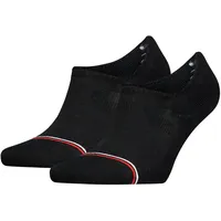 Tommy Hilfiger Unisex Füßlinge mit Kontraststreifen im 2er-Pack, Black, 43/46