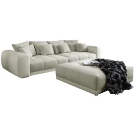 luma-home Big-Sofa Kunstleder 2-Sitzer Grau/Beige