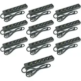 10 x G-L-T 6-Fach Mehrfachsteckdose schwarz Steckdosenleiste, Steckplätze 45 Grad gedreht, Kabel 1,4m, Steckerleiste