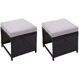 MCW Hocker Poly-Rattan 40 x 35 x 40 cm Schwarz