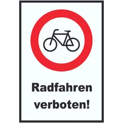 Radfahren verboten Schild keine Fahrräder  A4 (210x297mm)