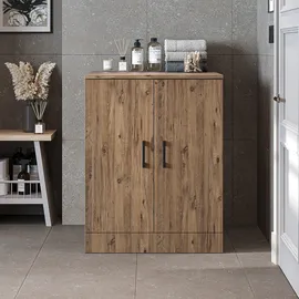 roomartstore.de Waschmaschinenumbauschrank 70 x 90 x 69 cm Weiß/Eiche/Anthrazit-Eiche/beige