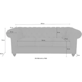 Home Affaire Chesterfield-Sofa HOME AFFAIRE "Duc 3-Sitzer", grün, B:198cm H:74cm T:89cm, Samtoptik (100% Polyester);Samtoptik (100% Polyester);Luxus-Microfaser Lederoptik (100% Polyester), Sofas, hochwertige Knopfheftung im Rücken, Samtoptik mit changierender Optik