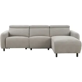 OTTO home Ecksofa OTTO HOME "SKAANE Struktur, L-Form, 274 cm, manuelle/elektrische Relaxfunktion", grau (hellgrau), B:274cm H:100cm T:181cm, 100% Polyester, Sofas, Ecksofa, rundes Design, Kopfteilverstellung, Federkernpolsterung