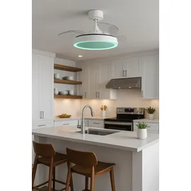 Melitec Deckenlampe mit Ventilator, Deckenventilator mit Beleuchtung, RGB, weiß,