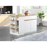 vente-unique Kücheninsel mit Stauraum - Weiß & Naturfarben - MEILI